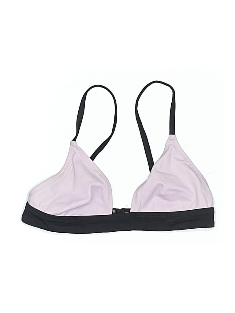 Pre-owned Solid & Striped Swimsuit Top Purple Swimwear