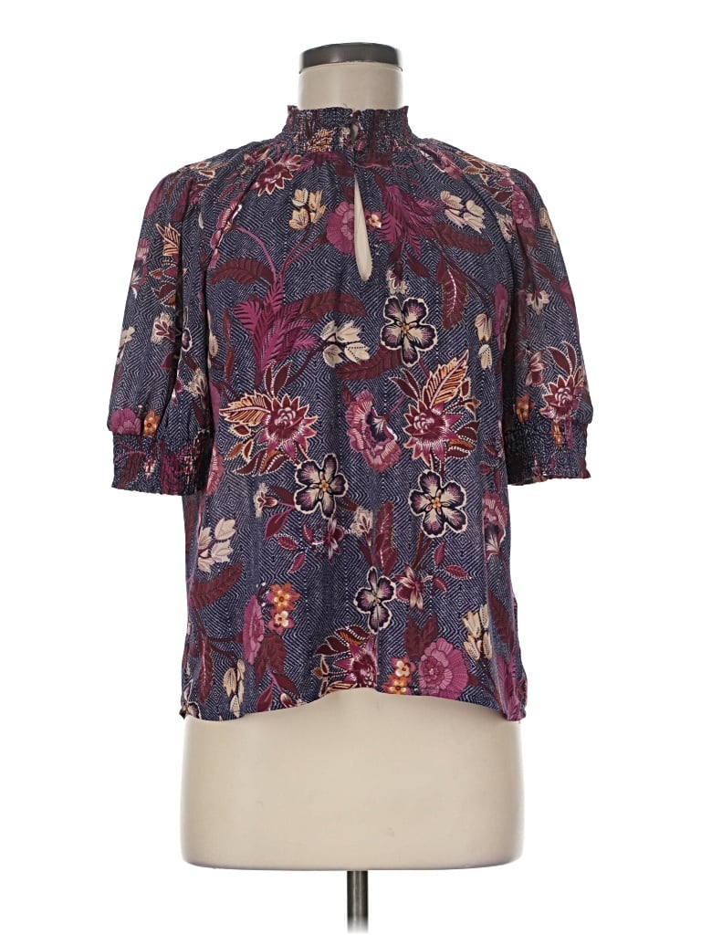 Pre-owned Evereve Short Sleeve Blouse In Purple