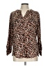 Always Indigo Animal Print Brown Long Sleeve Blouse Size L - photo 1