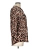 Always Indigo Animal Print Brown Long Sleeve Blouse Size L - photo 4