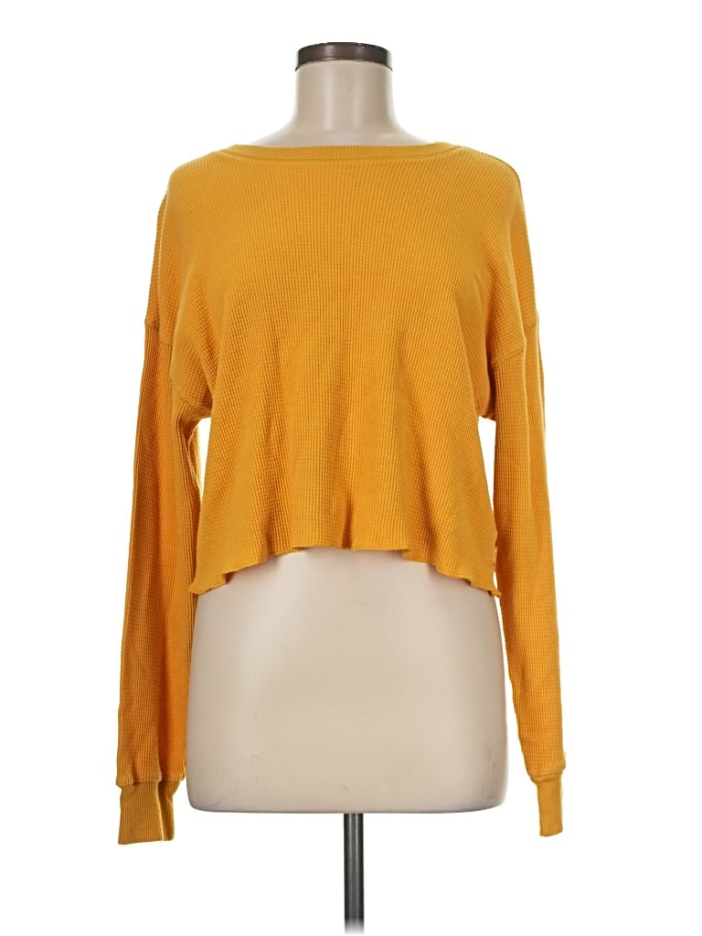 Pre-owned Tna Long Sleeve Top Yellow Boatneck Tops