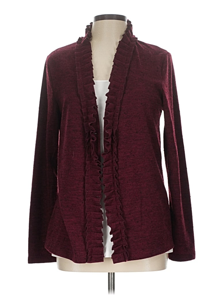 Pre-owned Rafaella Cardigan Sweater In Burgundy