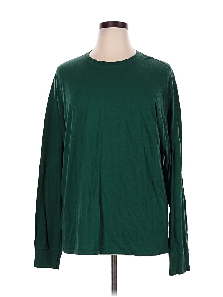 Pre-owned Hanes Long Sleeve T-shirt In Green