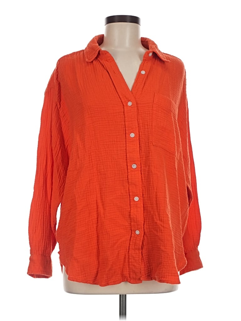 Pre-owned Aerie Long Sleeve Blouse In Orange