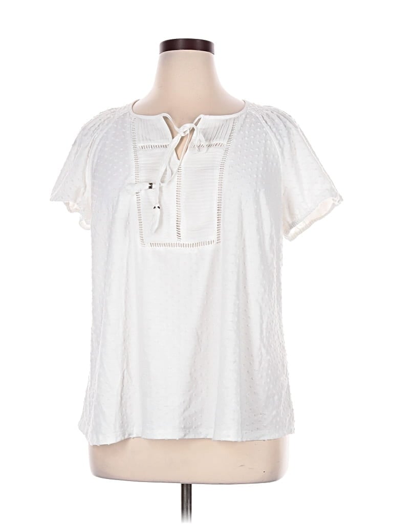 Pre-owned Daniel Rainn Short Sleeve Blouse In White
