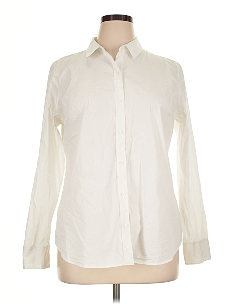 Pre-owned Nordstrom Long Sleeve Button Down Shirt In Ivory