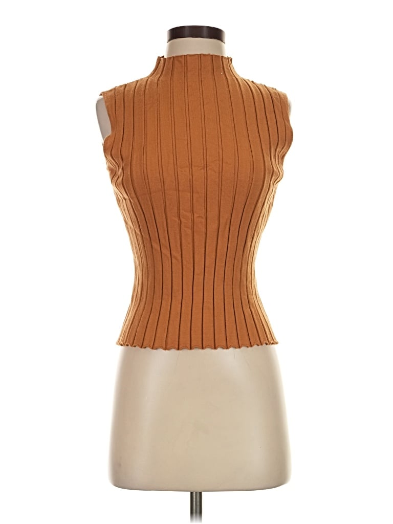 Pre-owned Lucy Paris Sleeveless Turtleneck In Brown