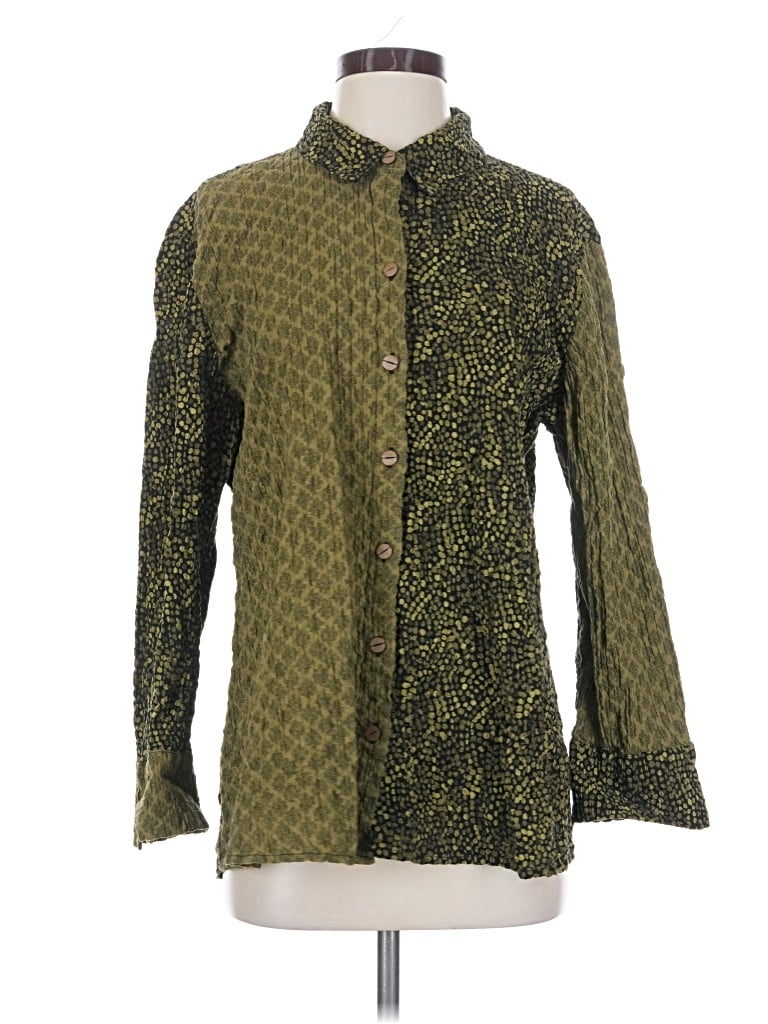 Pre-owned Habitat Long Sleeve Button Down Shirt In Green