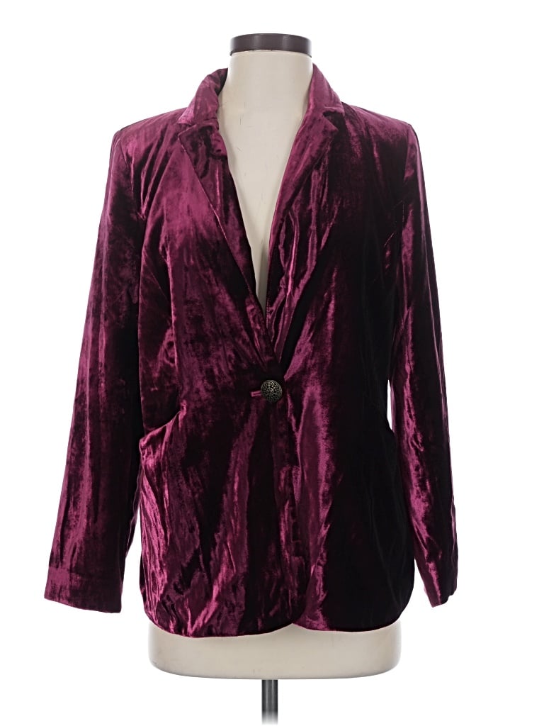Pre-owned Chico's Blazer Jacket In Burgundy