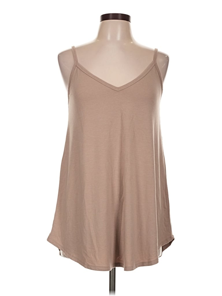 Pre-owned Zenana Tank Top Tan Strapless Neckline Tops