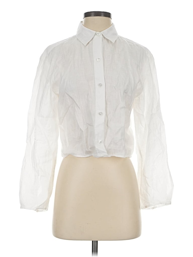 Pre-owned Theory 3/4 Sleeve Blouse In Ivory