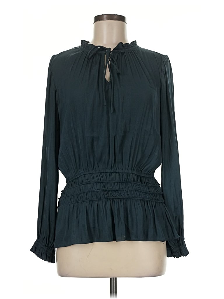 Pre-owned Current Air Long Sleeve Blouse In Teal