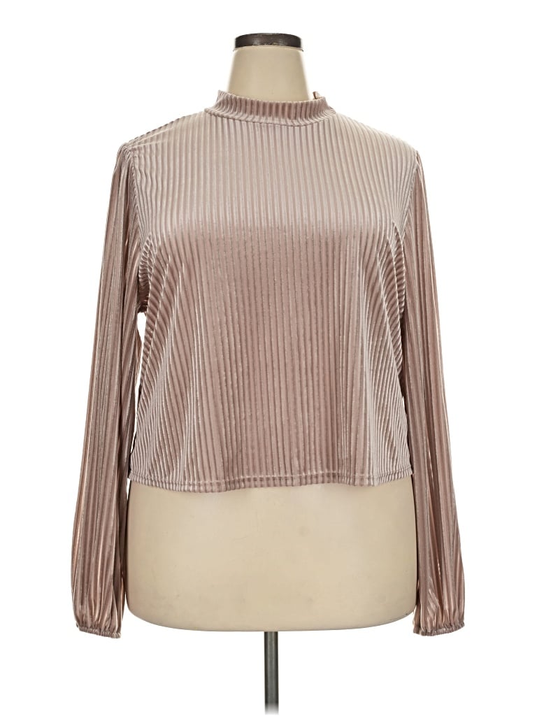 Pre-owned Arula Long Sleeve Blouse In Tan