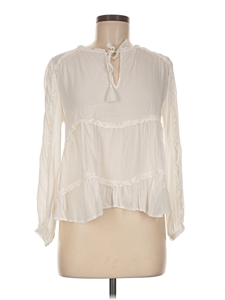 Pre-owned Central Park West Long Sleeve Blouse In Ivory