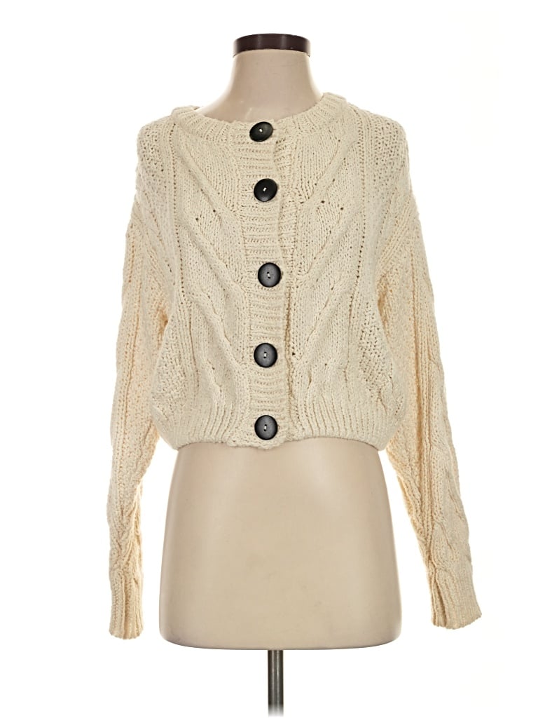 Pre-owned Zenana Cardigan Sweater In Ivory