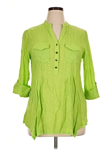New Directions 3/4 Sleeve Button-Down Shirt (view 1)