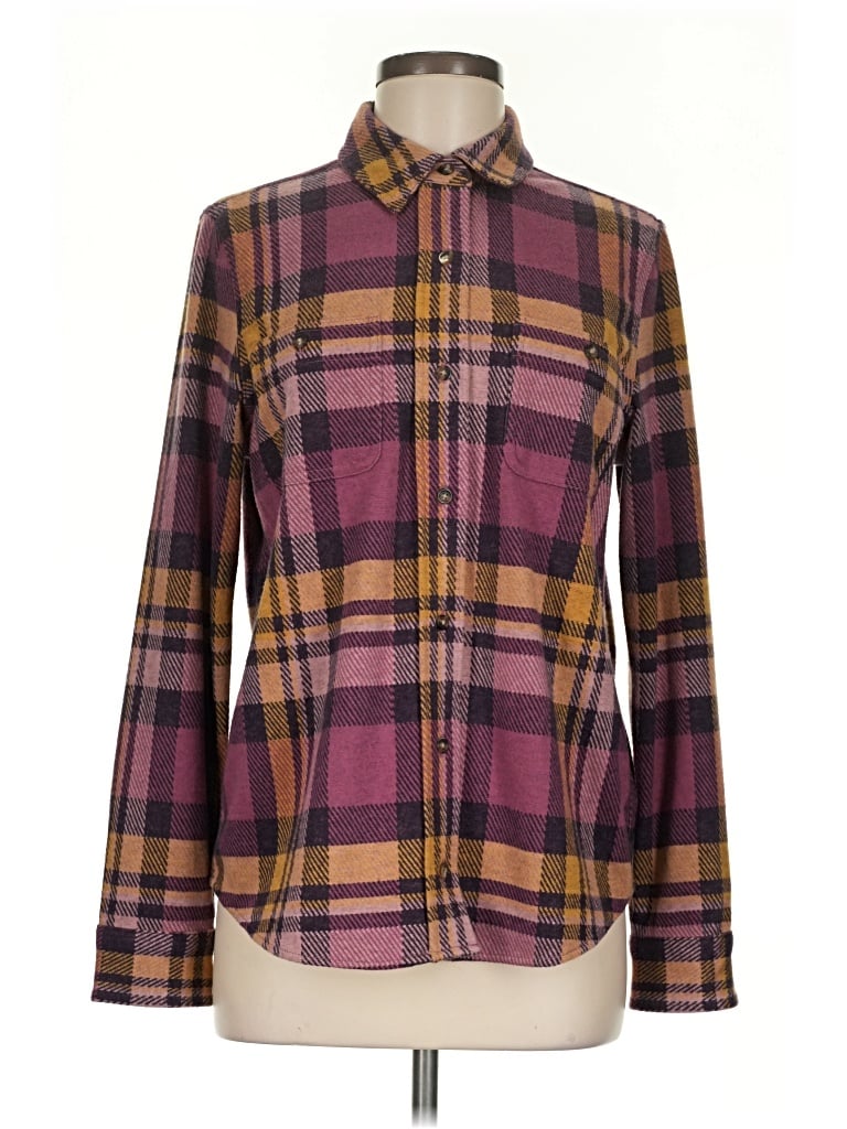 Pre-owned Faherty Long Sleeve Blouse In Burgundy