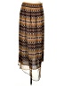 Glam 100% Silk Print Brown Silk Skirt Size M - photo 1