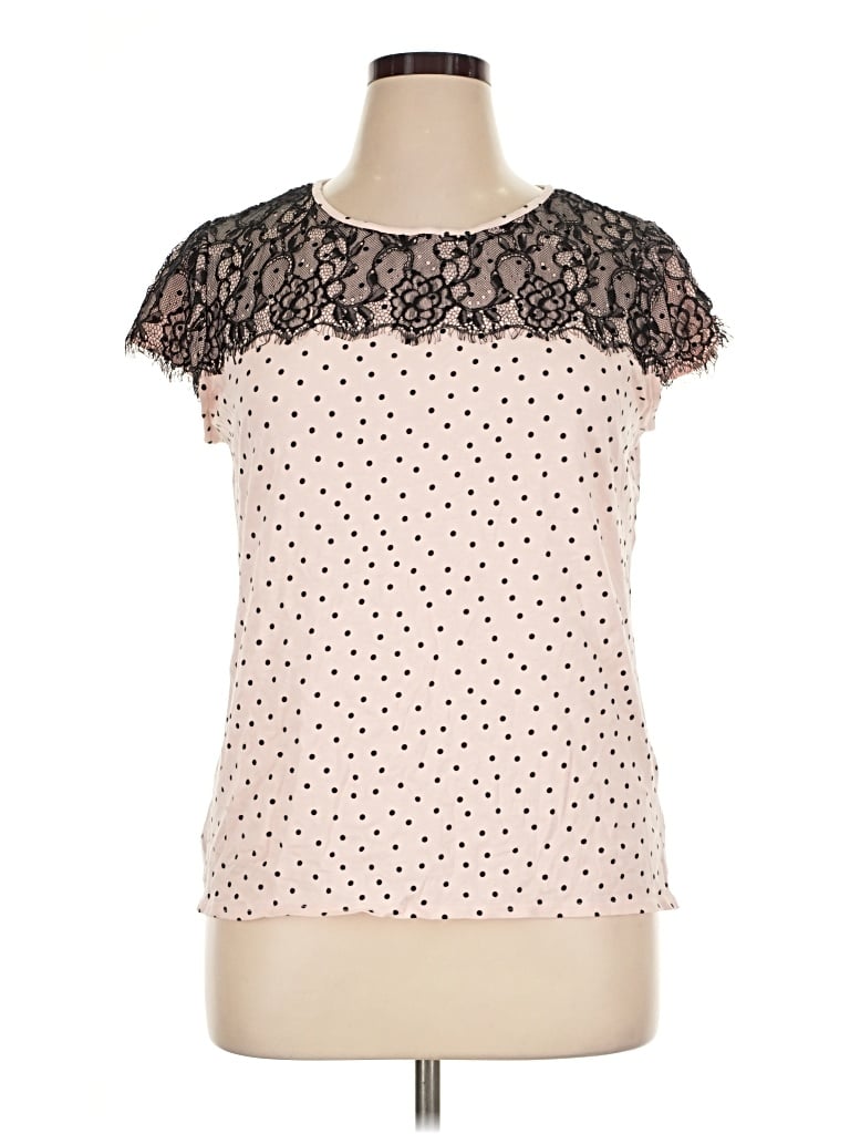 Pre-owned Elle Short Sleeve Top Pink Sweetheart Neckline Tops