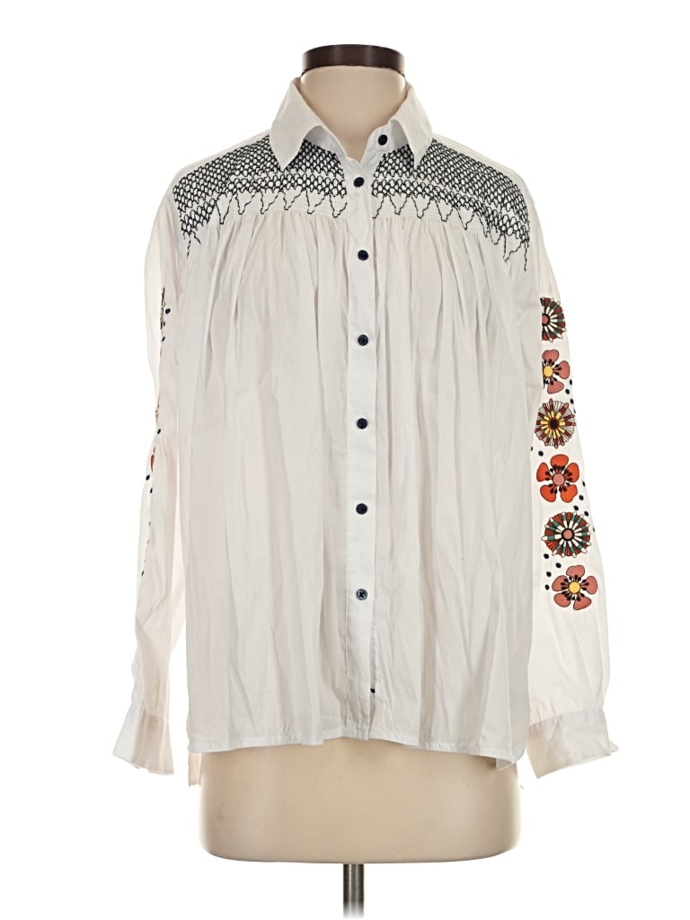 Pre-owned Vilagallo Long Sleeve Blouse In Ivory