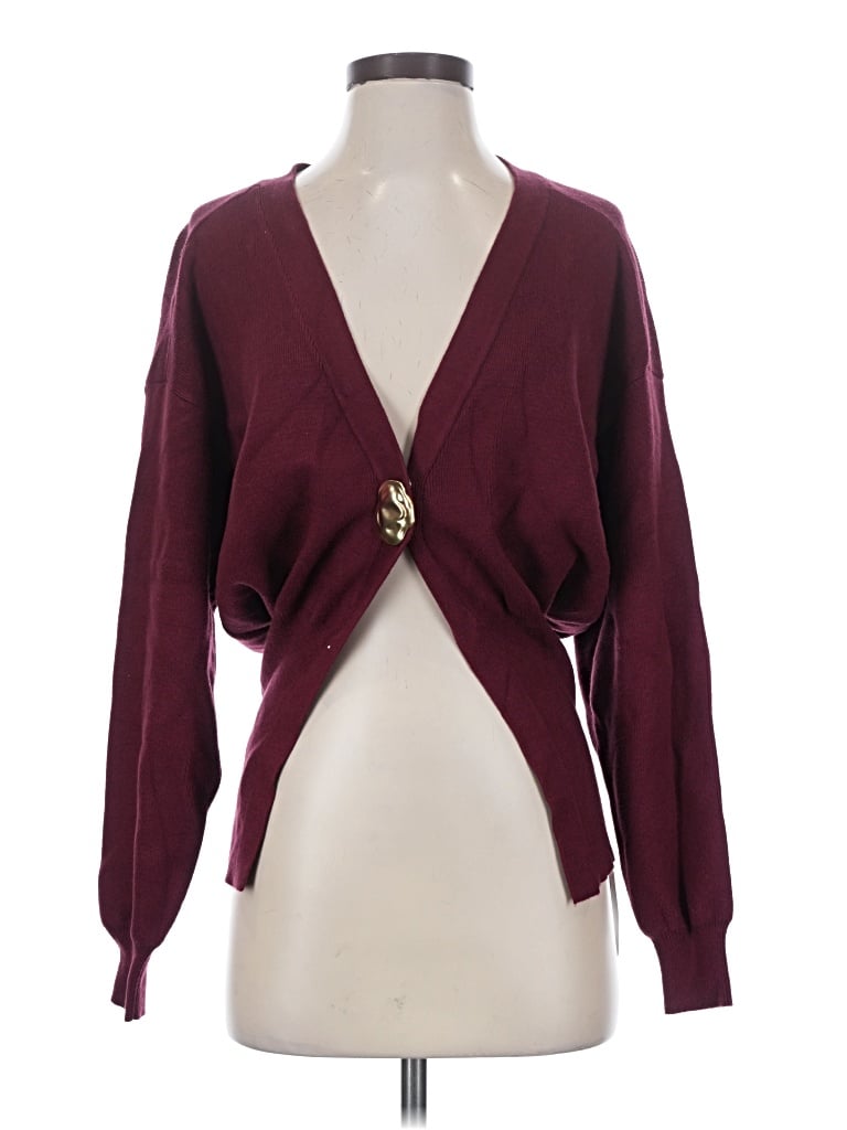Commense Cardigan Sweater In Burgundy
