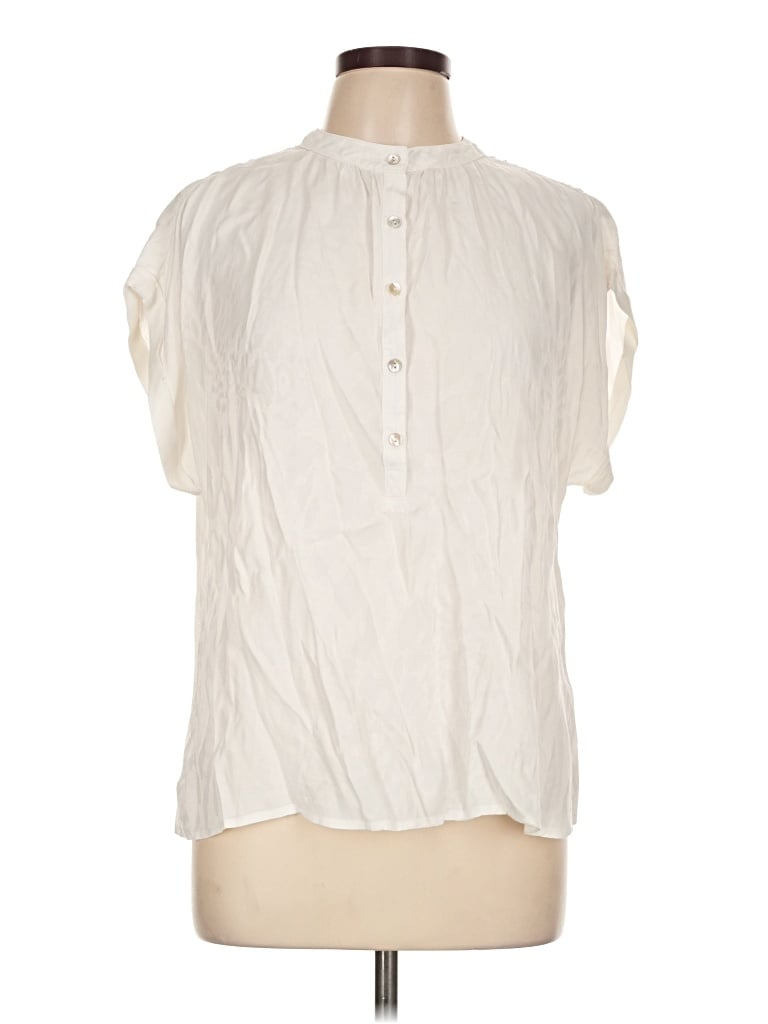 Pre-owned Bella Dahl Short Sleeve Blouse In Ivory