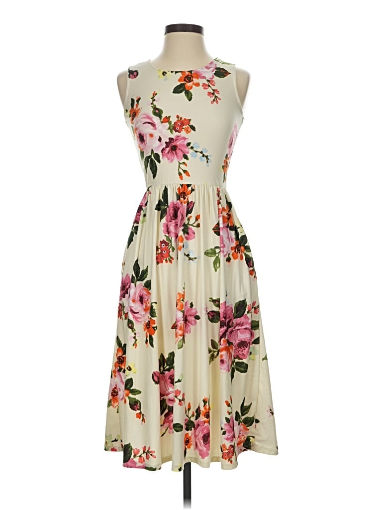 Pre-owned Reba Casual Dress In Ivory