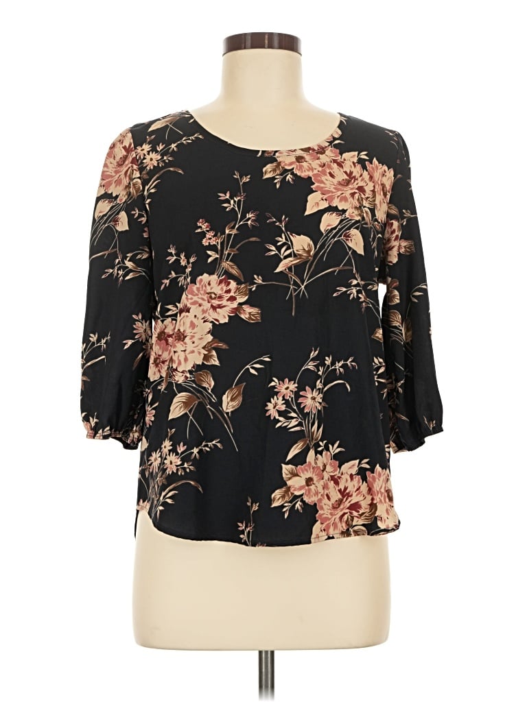 Pre-owned Papaya 3/4 Sleeve Blouse In Black
