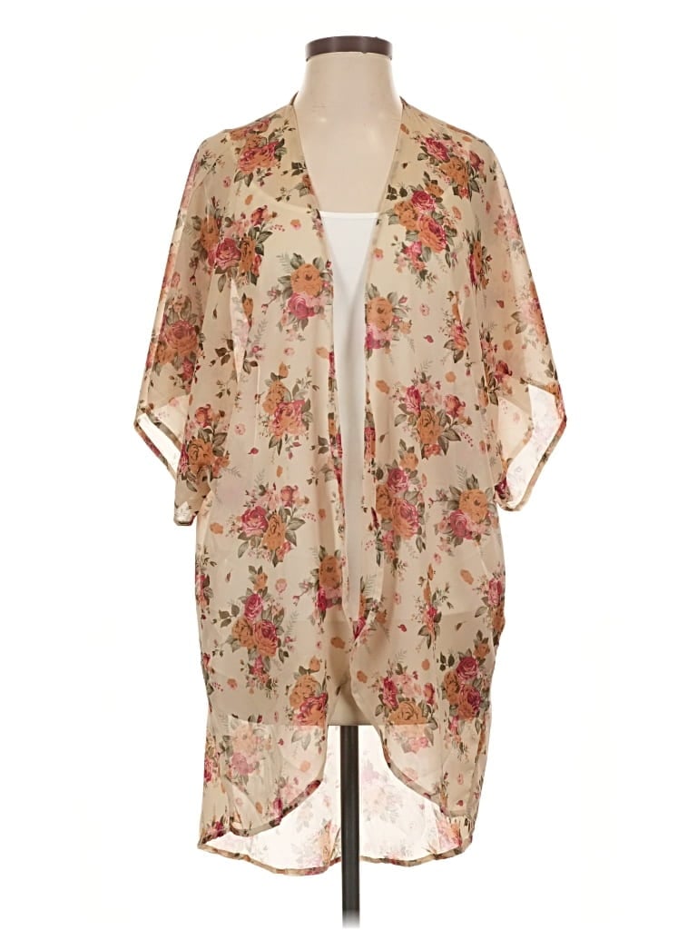Pre-owned Full Tilt Kimono In Tan