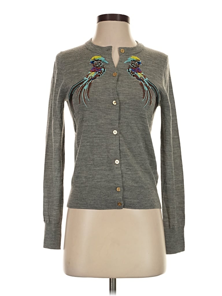 Pre-owned Jcrew Wool Cardigan Sweater In Gray
