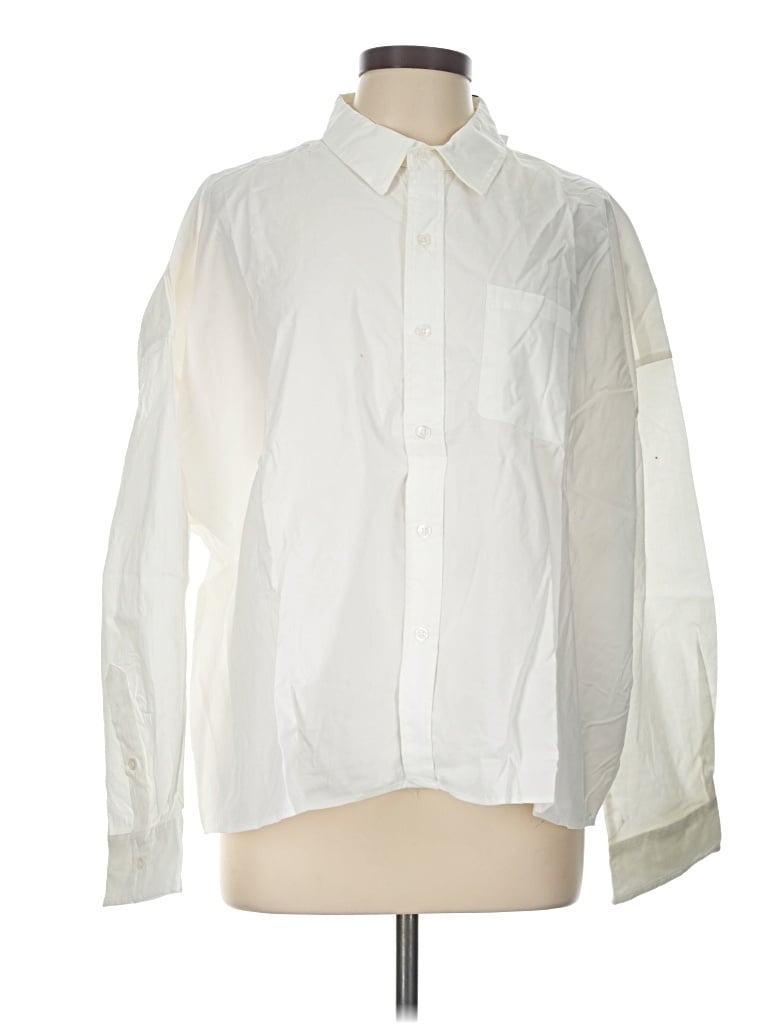 Weworewhat Long Sleeve Button Down Shirt In Ivory