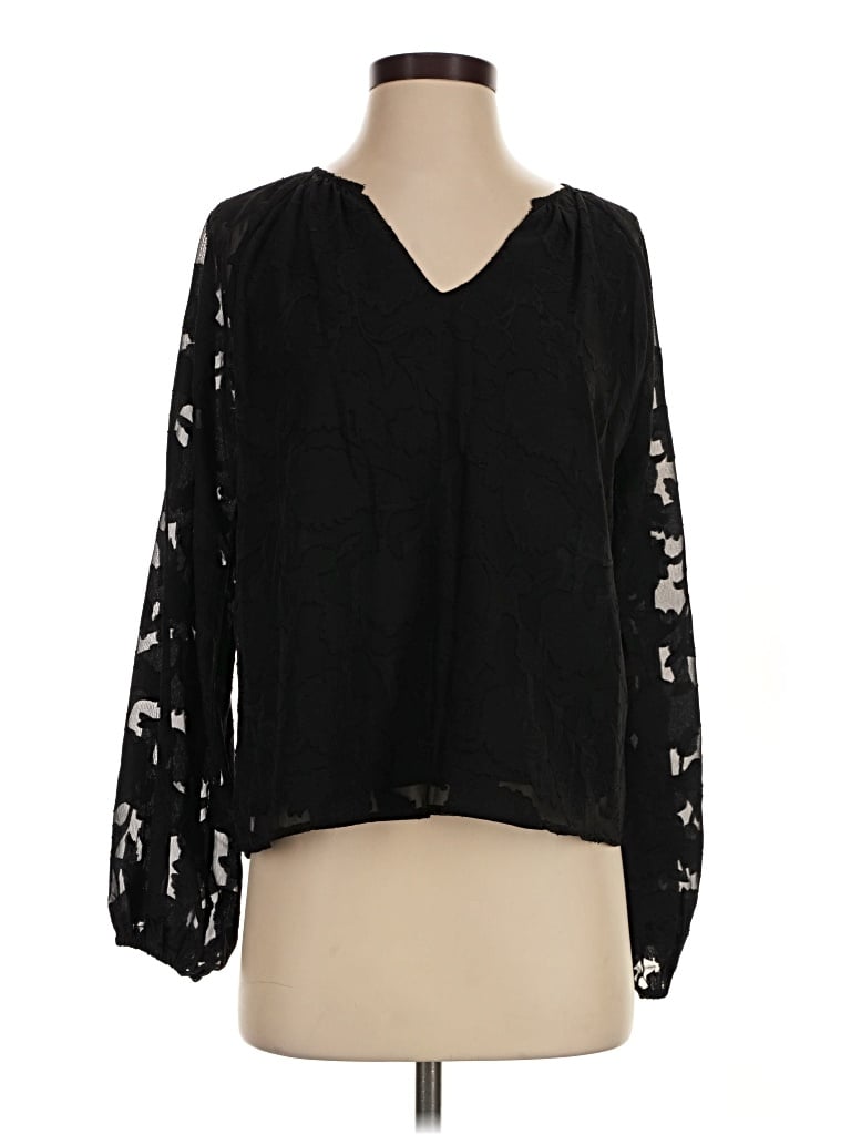 Pre-owned Blue Rain Long Sleeve Blouse In Black