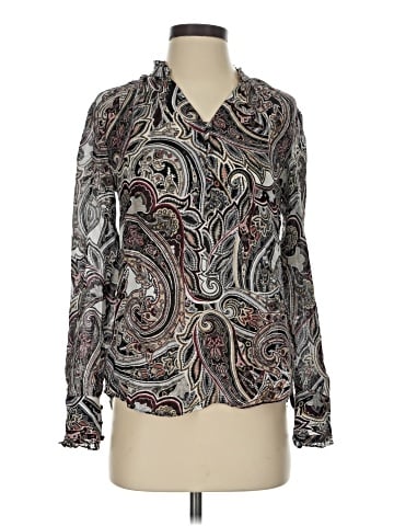 White House Black Market Long Sleeve Silk Top (view 1)