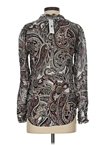 White House Black Market Long Sleeve Silk Top (view 2)