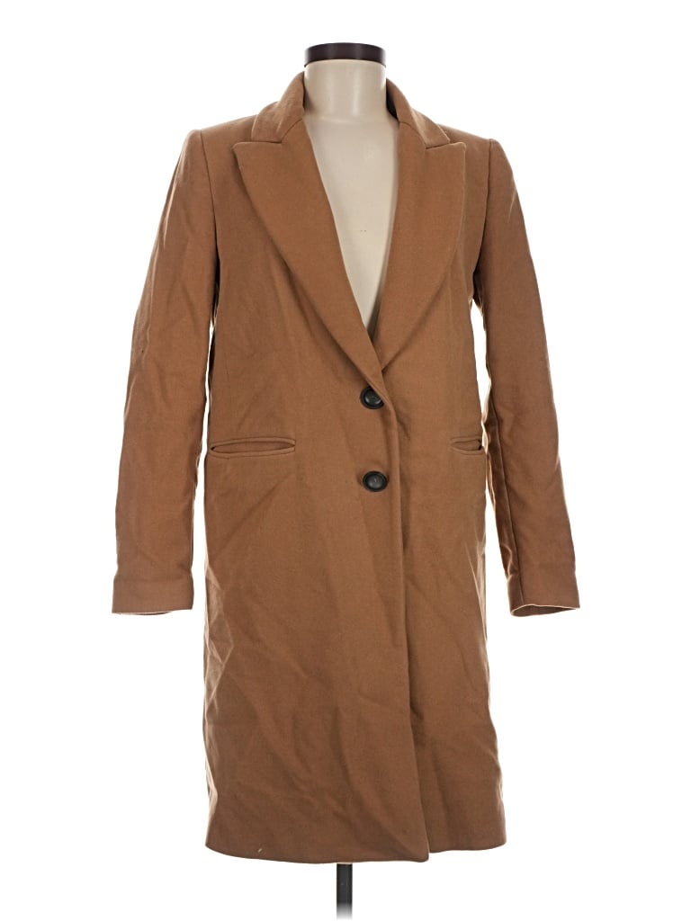 Pre-owned Zara Basic Wool Coat In Brown