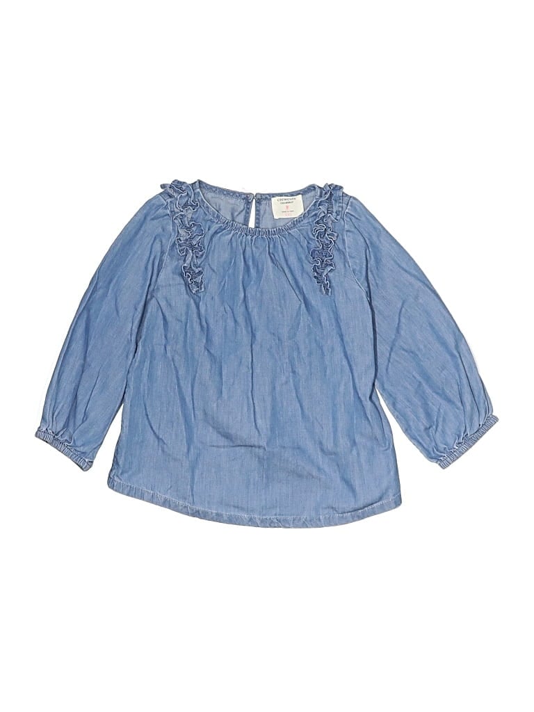 Pre-owned Crewcuts Kids' 3/4 Sleeve Blouse In Blue