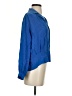 Linea 100% Silk Blue Long Sleeve Silk Top Size 4 - photo 4