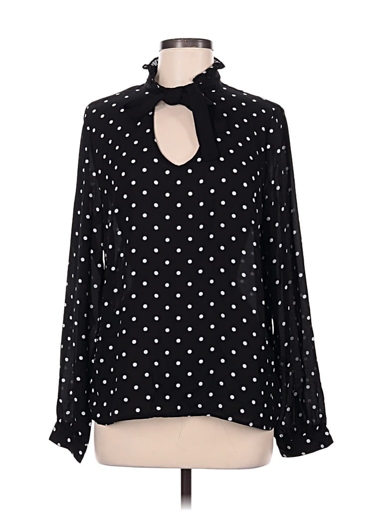 Pre-owned Love Tree Long Sleeve Blouse In Black