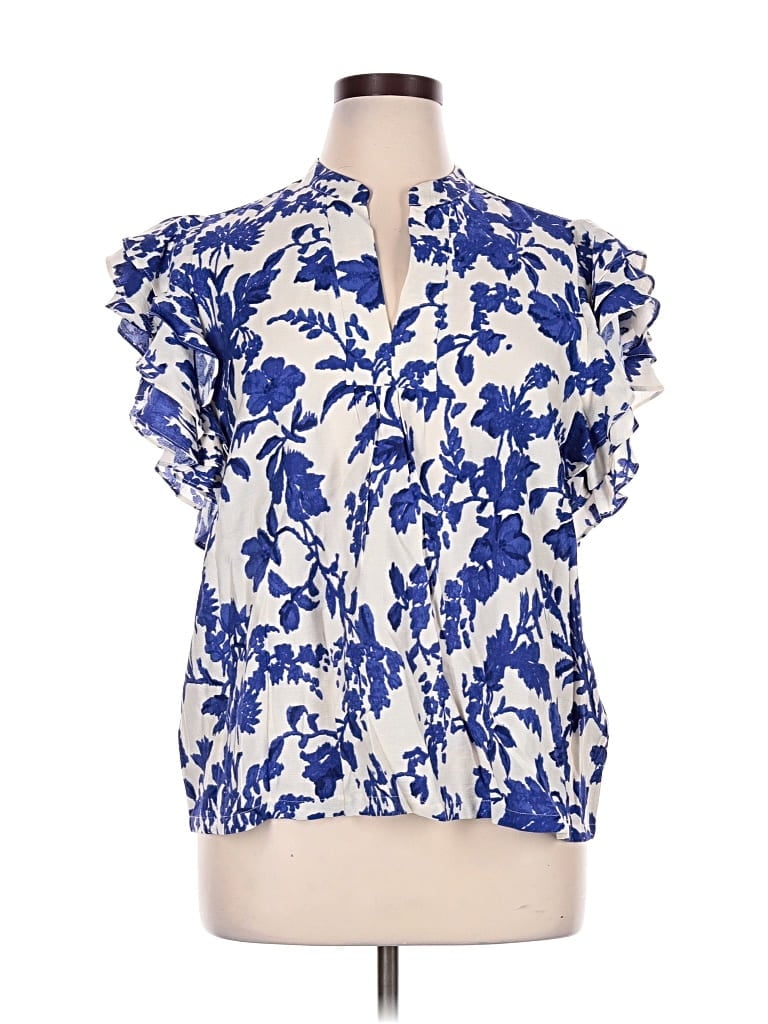 Pinch Short Sleeve Blouse In Blue