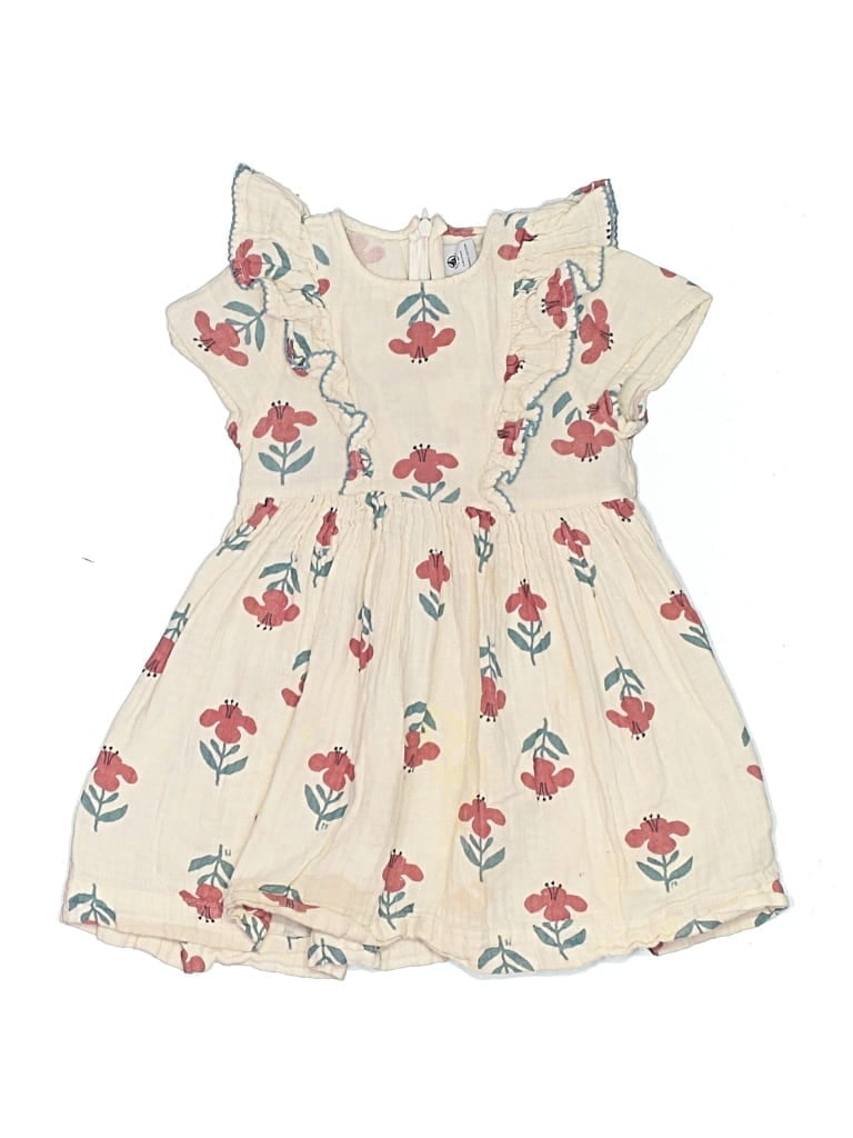 Pre-owned Petit Bateau Kids' Dress In Ivory