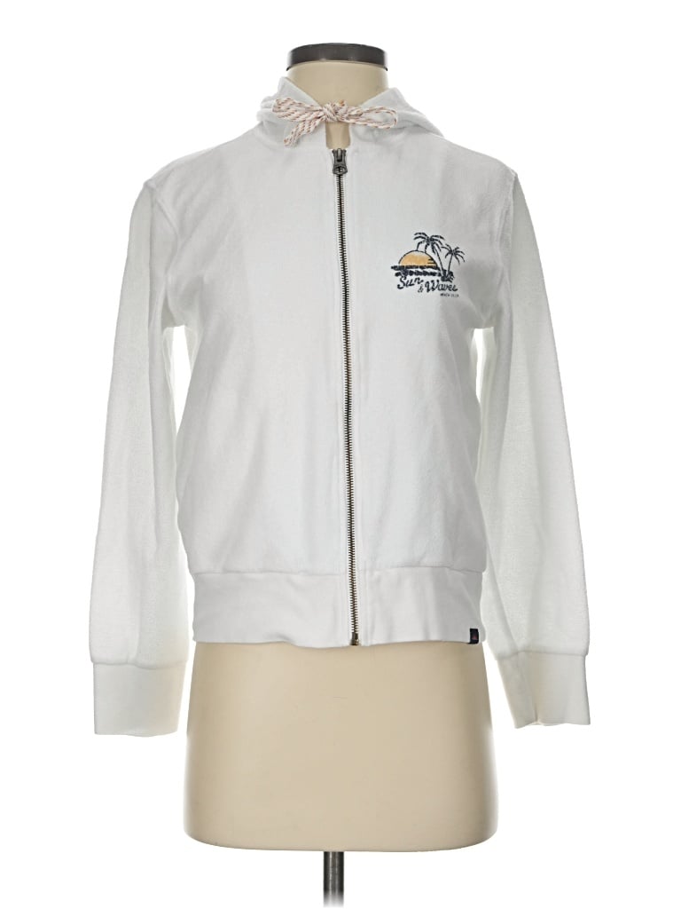 Pre-owned Faherty Zip Up Hoodie In White