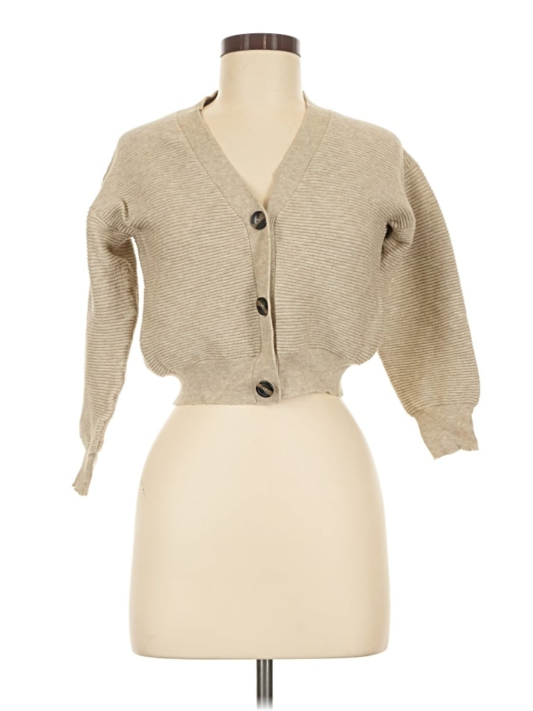 Pre-owned Poof Cardigan Sweater In Tan