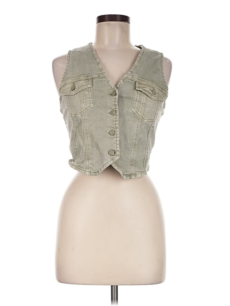 Pre-owned Love Tree Denim Vest In Green