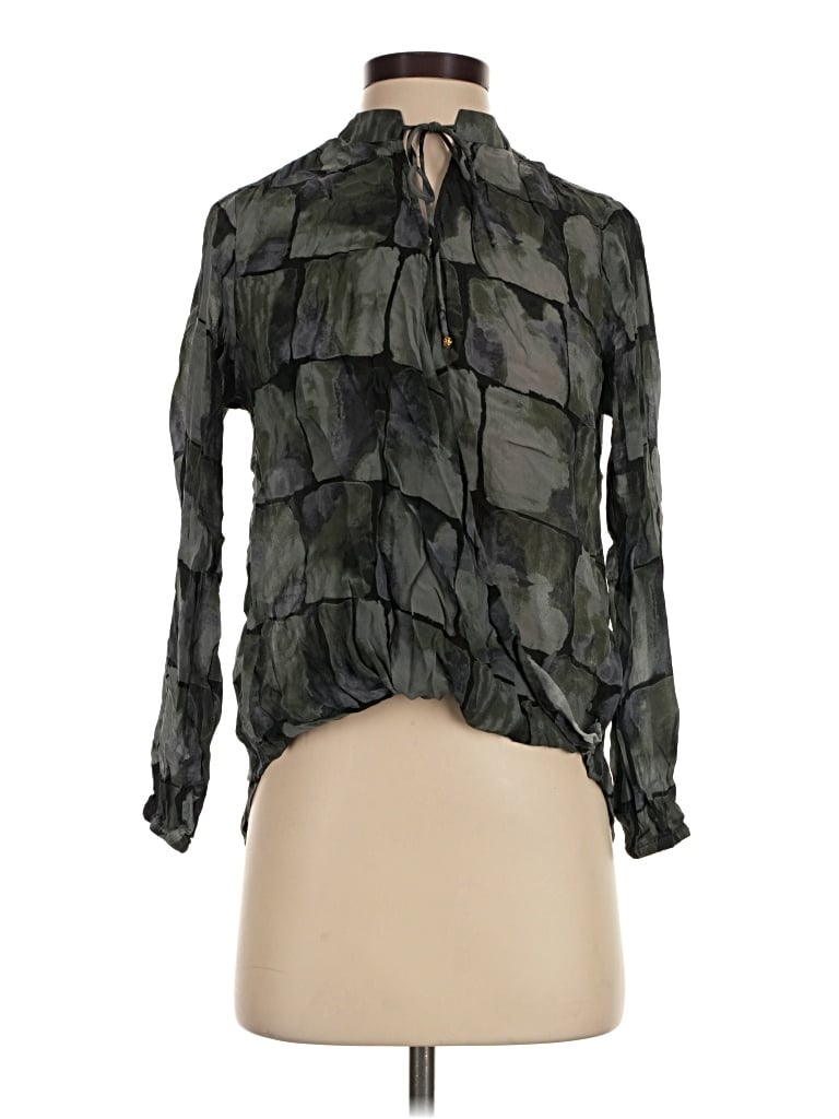 Pre-owned Apny Long Sleeve Blouse In Green