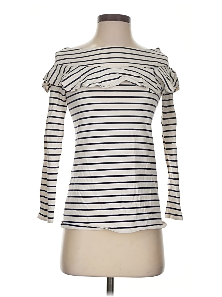 Pre-owned Leifnotes Long Sleeve Top Ivory Boatneck Tops