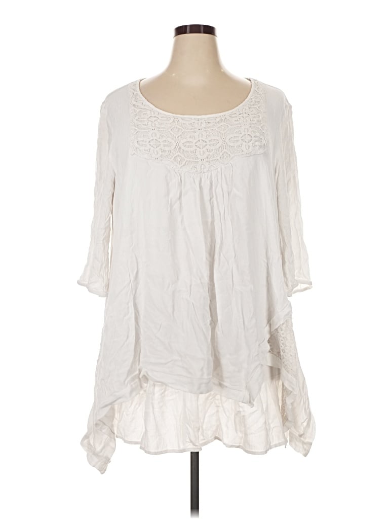 Pre-owned Ulla Popken 3/4 Sleeve Blouse In Ivory