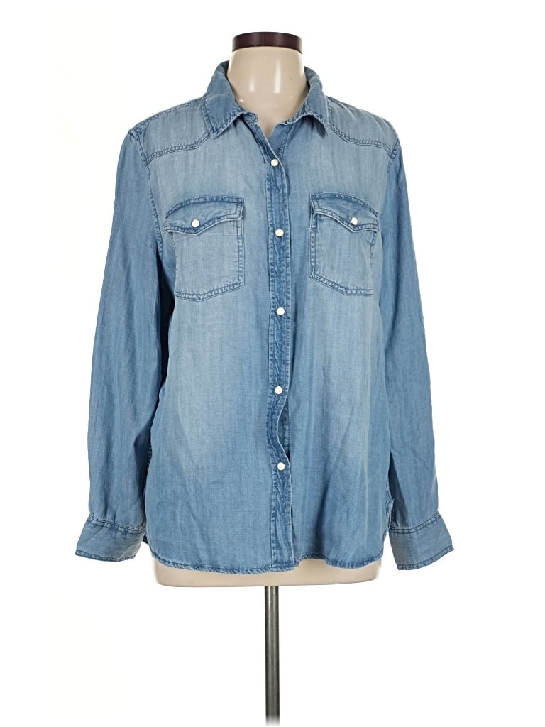 Pre-owned Lola River Long Sleeve Button Down Shirt In Blue