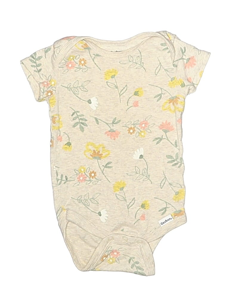 Pre-owned Gerber Babies' Short Sleeve Onesie In Ivory