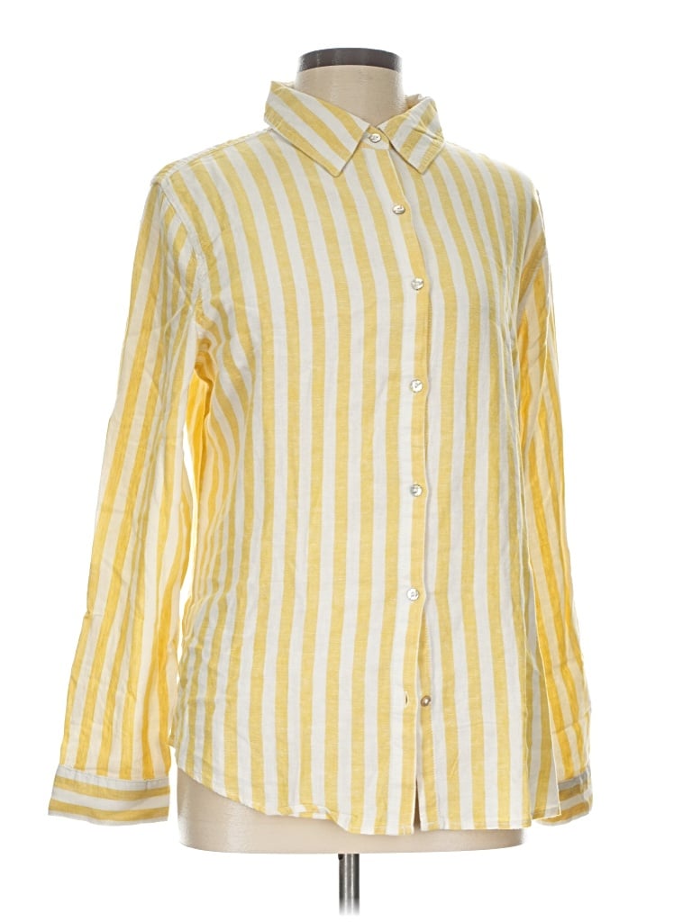 Pre-owned Sigrid Olsen Long Sleeve Button Down Shirt In Yellow