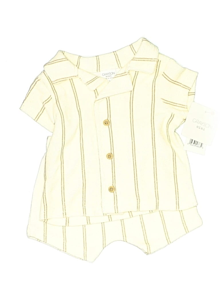 Grayson Mini Babies' Short Sleeve Button Down Shirt In Brown